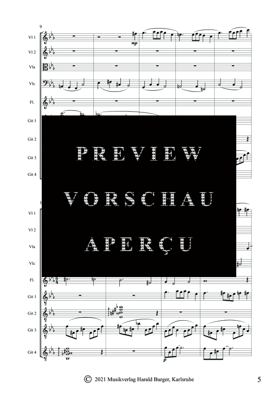 gallery: Des rêves avant le jour, , Gemischtes Ensemble für 4 Gitarren, Flöte und Streichquartett