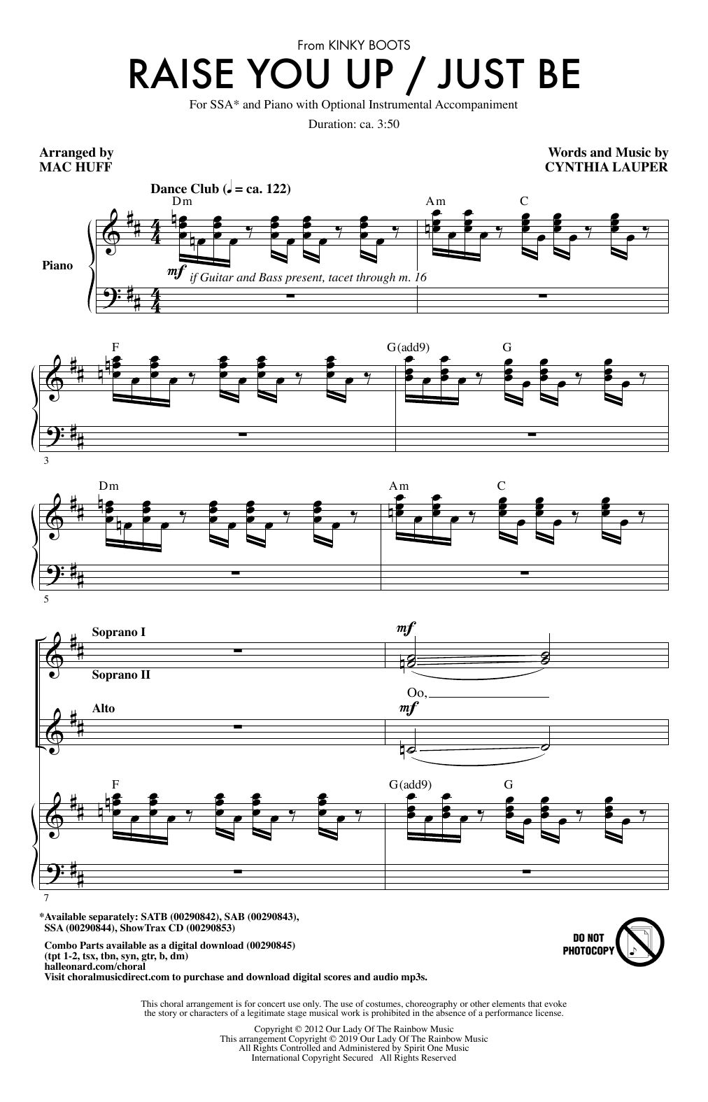 Produktgalerie: Seite 1 von 1 Raise You Up/Just Be (from Kinky Boots) (arr. Mac Huff), Cyndi Lauper, Chor