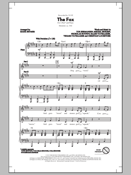 Produktgalerie: Seite 1 von 1 The Fox (What Does The Fox Say?) (arr. Mark Brymer), Ylvis, Chor