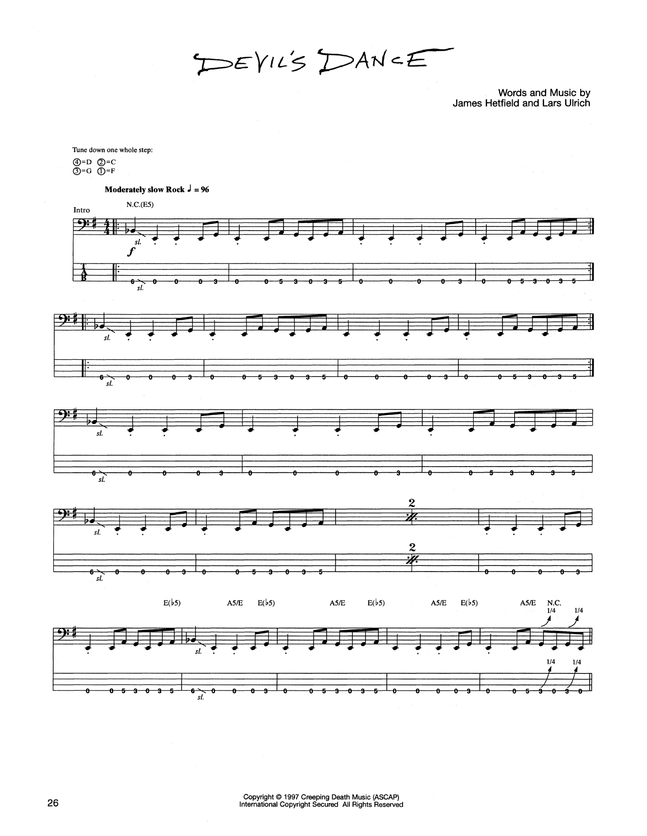 Produktgalerie: Seite 1 von 1 Devil's Dance, Metallica, E-Bass