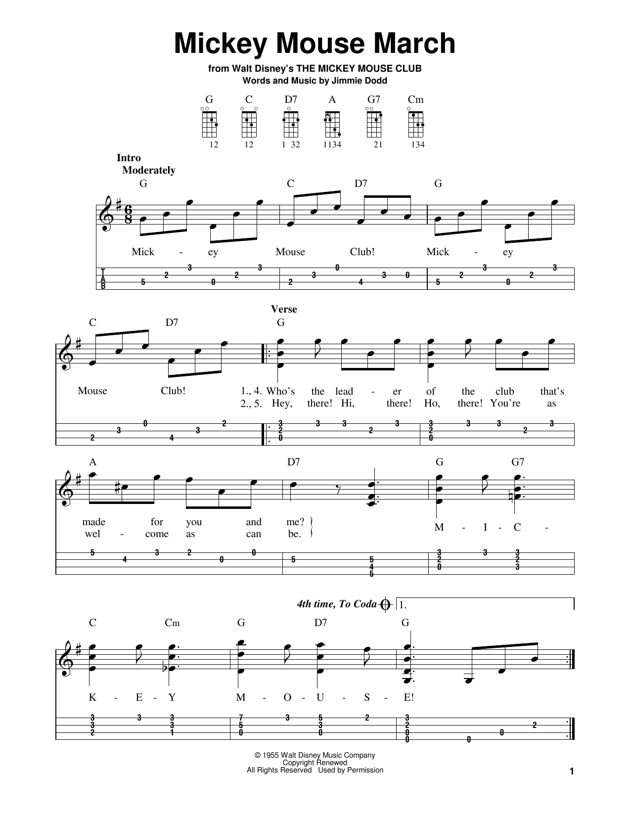 Produktgalerie: Seite 1 von 1 Mickey Mouse March (from The Mickey Mouse Club), Jimmie Dodd