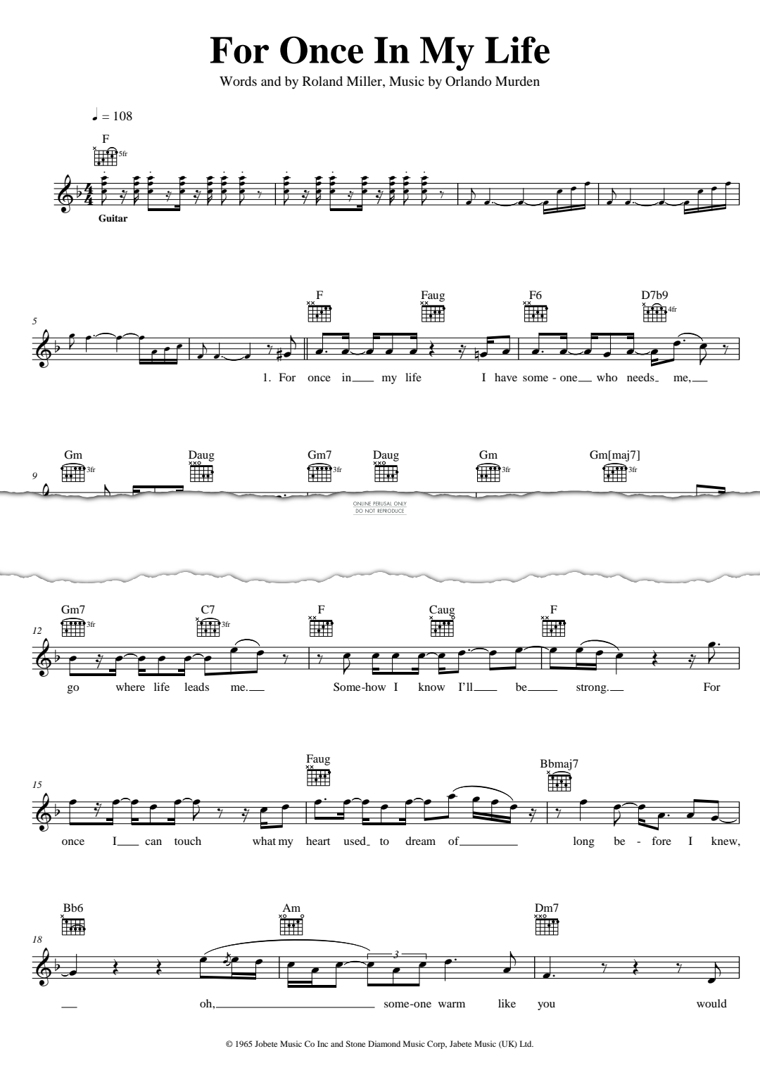 Product gallery: Page 1 of 1 For Once In My Life, Stevie Wonder