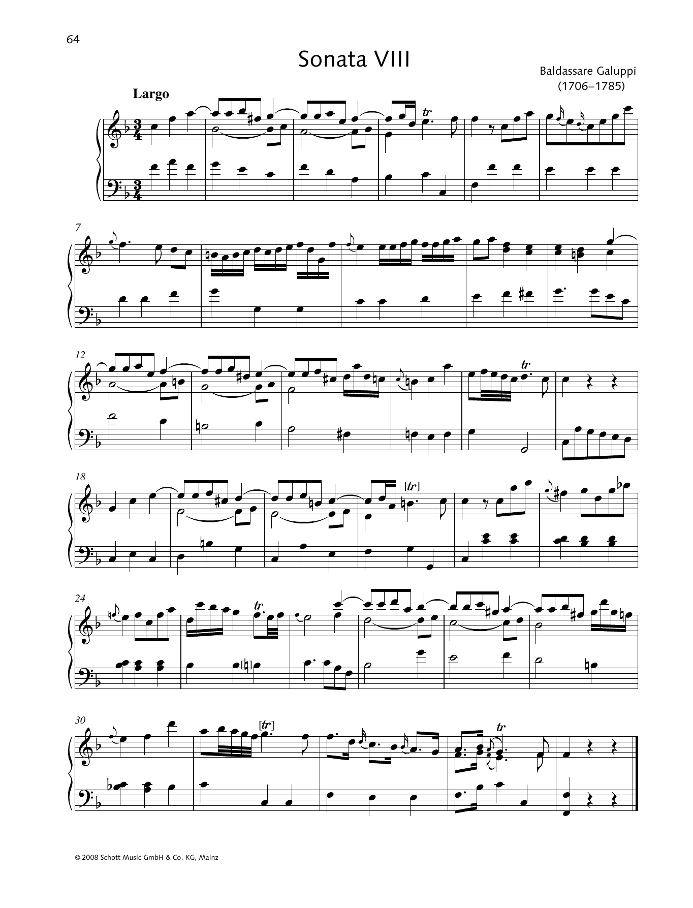 Produktbild zu: Sonata VIII F major