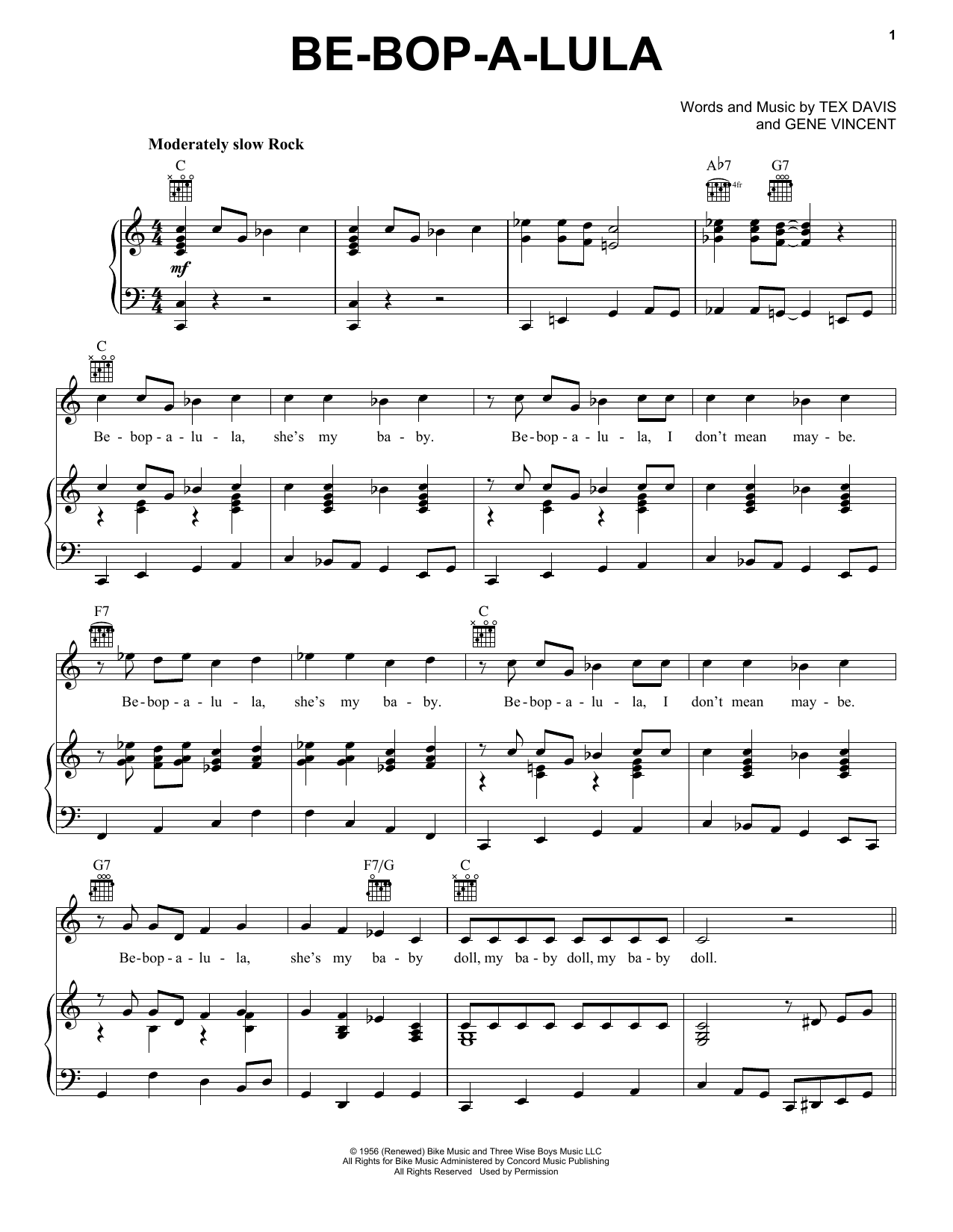 Produktgalerie: Seite 1 von 1 Be-Bop-A-Lula, Gene Vincent, Gesang, Gitarre, Klavier
