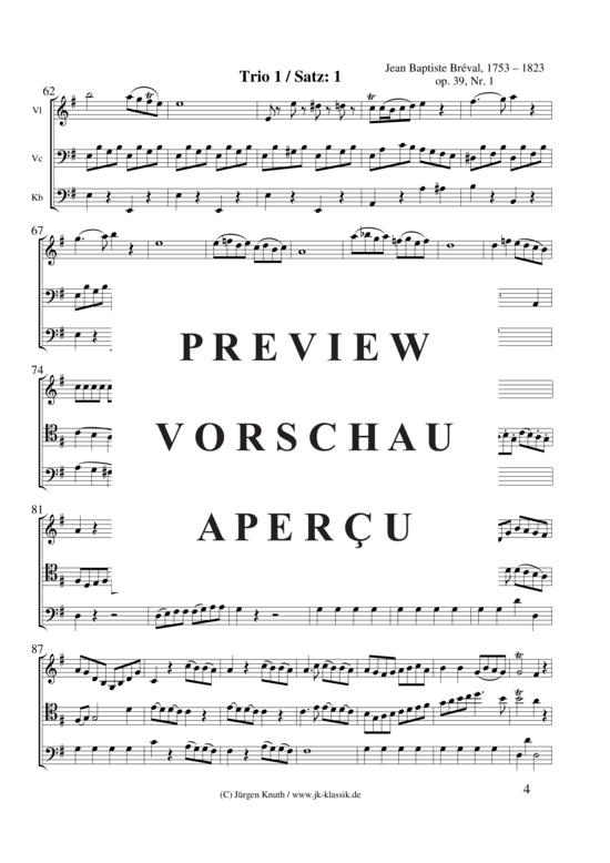Produktgalerie: Seite 5 von 21 Trio 1 Op. 39, Nr. 1 , , (Streicher Trio für Violine, Violoncello + Kontrabass )