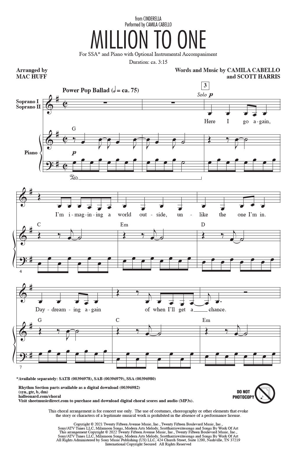 Produktgalerie: Seite 1 von 1 Million To One (from the Amazon Original Movie Cinderella) (arr. Mac Huff), Camila Cabello, Chor