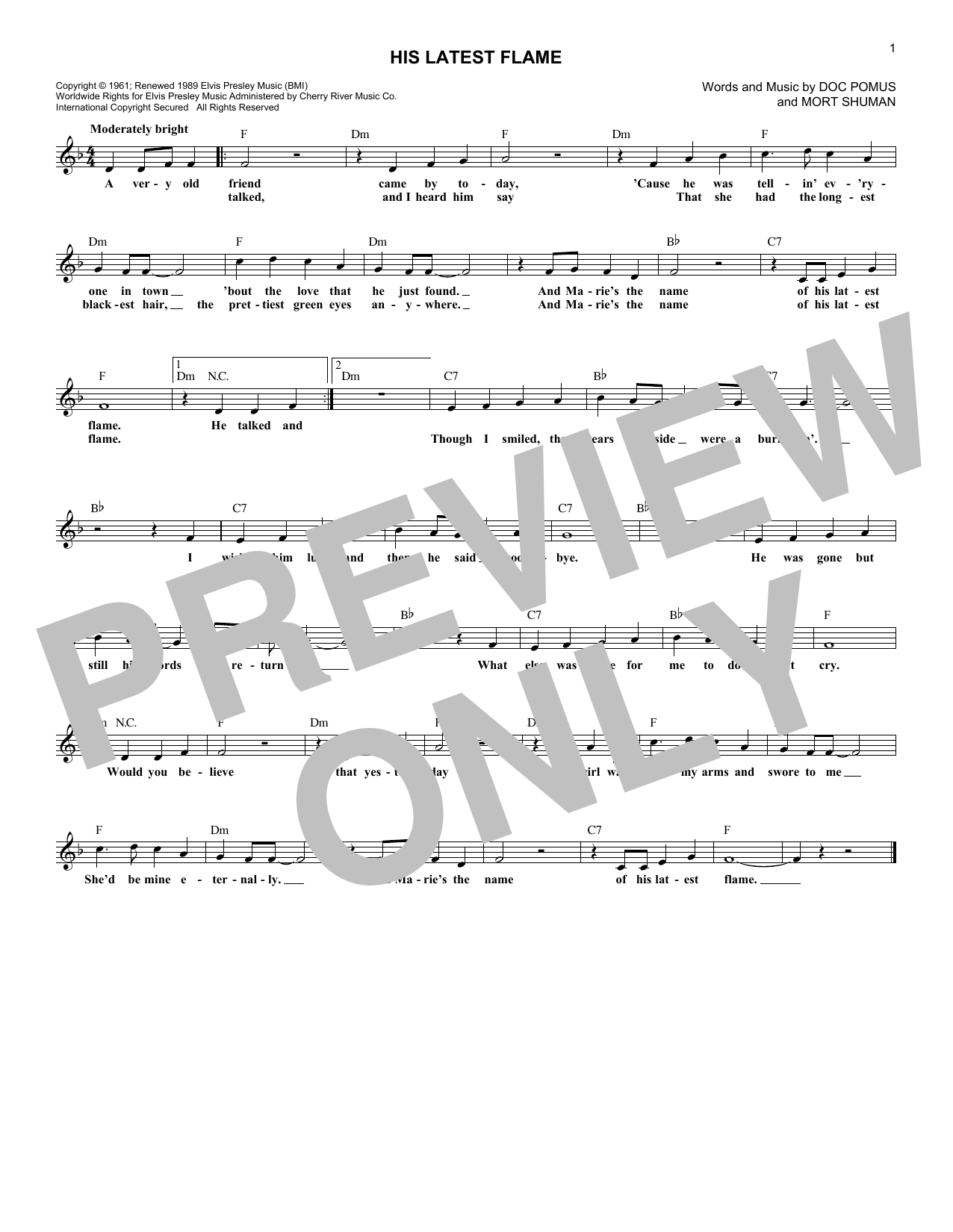 Produktgalerie: Seite 1 von 1 His Latest Flame, Elvis Presley, Melodieinstrument