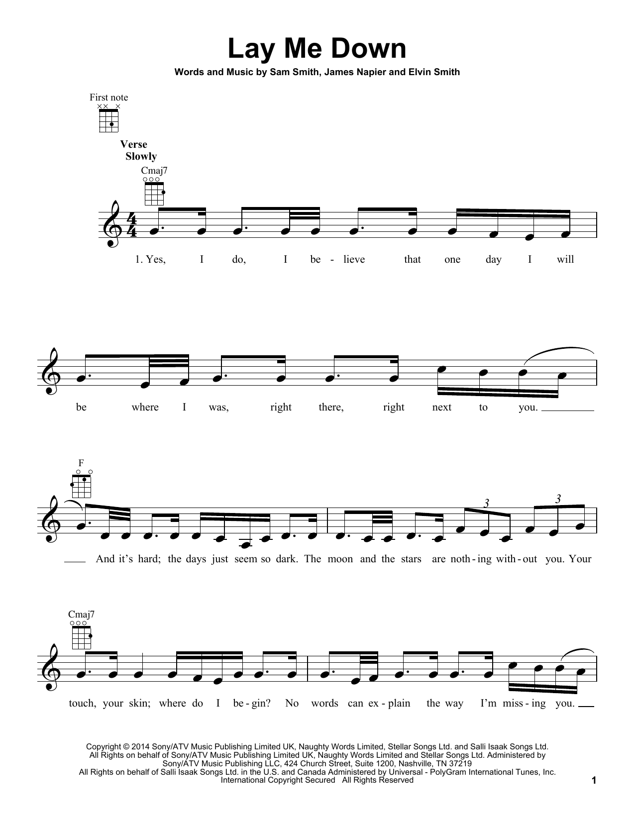 Product gallery: Page 1 of 1 Lay Me Down, Sam Smith