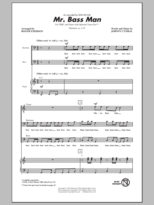 Produktgalerie: Seite 1 von 1 Mr. Bass Man, Roger Emerson, Chor