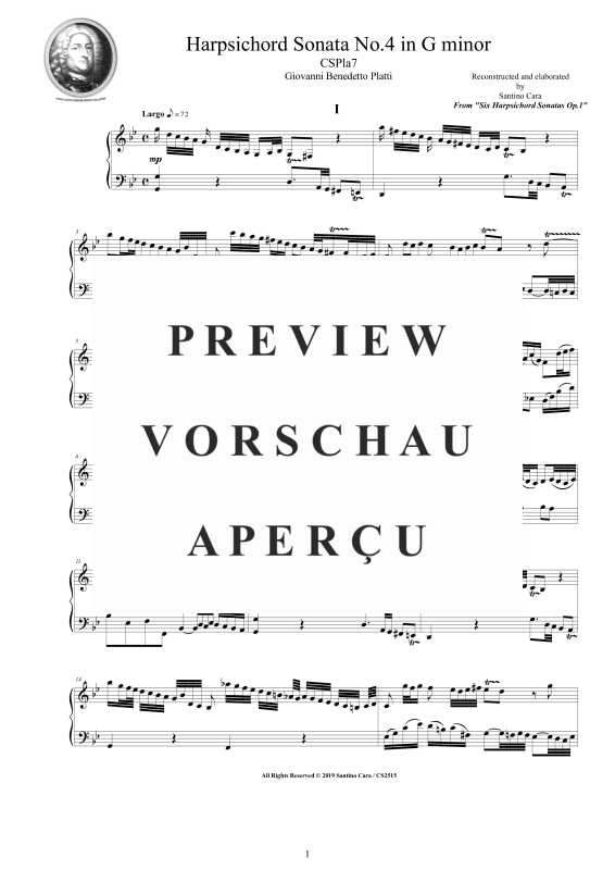Produktgalerie: Seite 2 von 11 Cembalo Sonate Nr. 4 in G-Moll Op.1, , Cembalo/Klavier Solo
