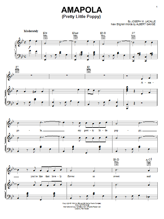 Produktgalerie: Seite 1 von 1 Amapola (Pretty Little Poppy), Joseph M. Lacalle, Gesang, Gitarre, Klavier