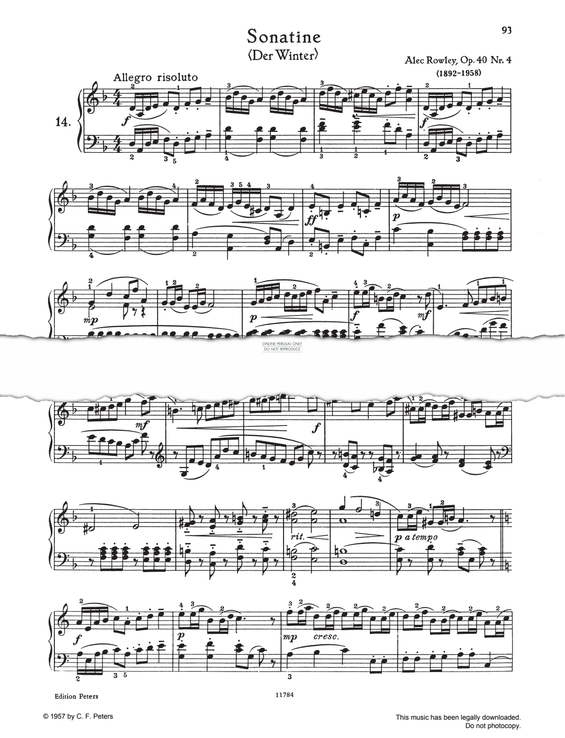 Produktgalerie: Seite 1 von 1 Sonatina D-minor, Op. 40, No. 4, Alec Rowley, Klavier