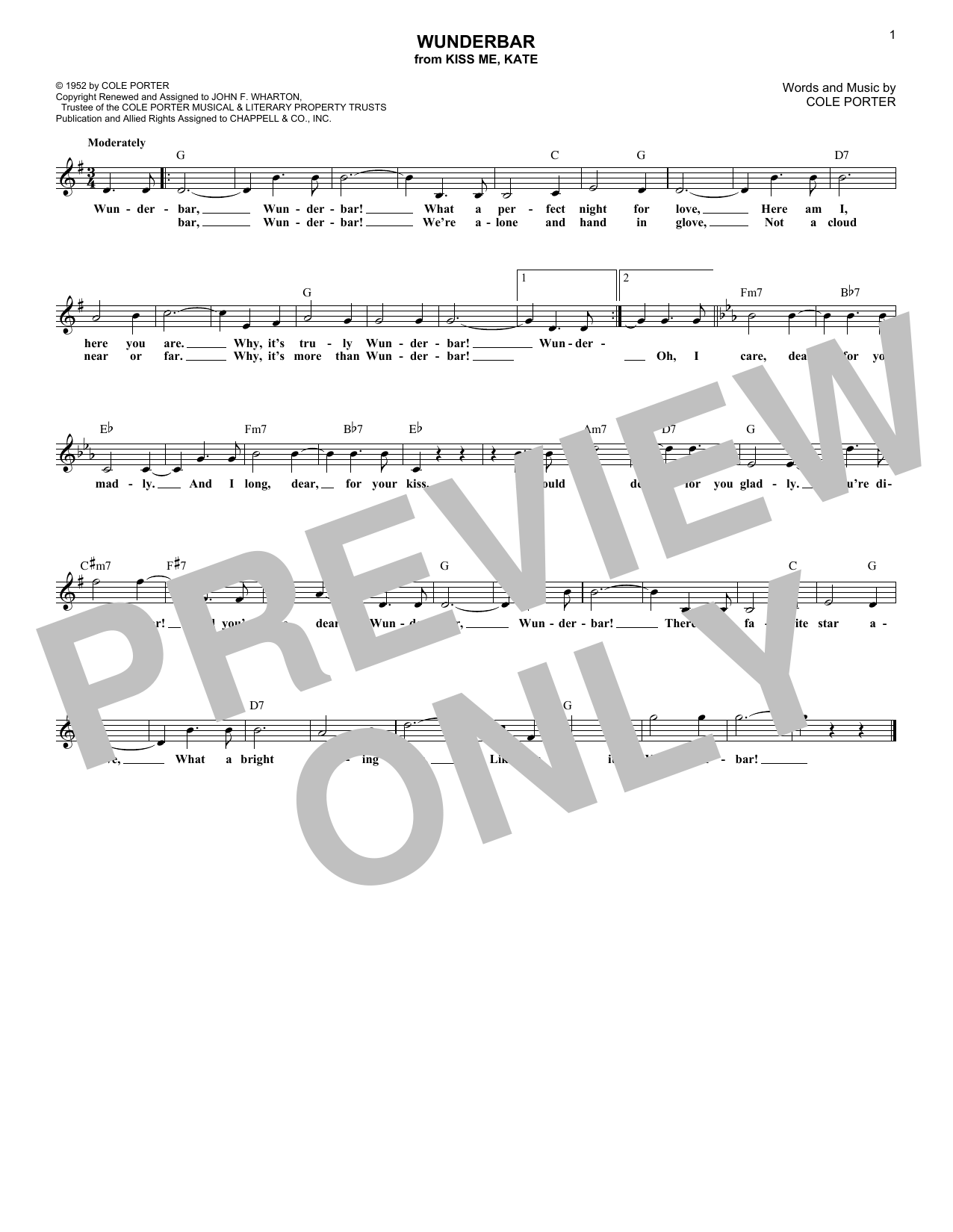 Product picture to: Wunderbar (from Kiss Me, Kate)