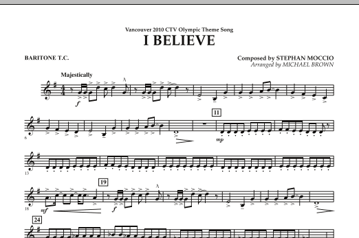 Produktbild zu: I Believe (Vancouver 2010 CTV Olympic Theme Song) - Baritone T.C.
