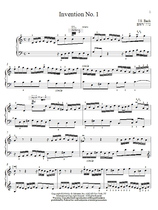 Produktgalerie: Seite 1 von 1 Two-Part Invention In C Major, Johann Sebastian Bach, Klavier
