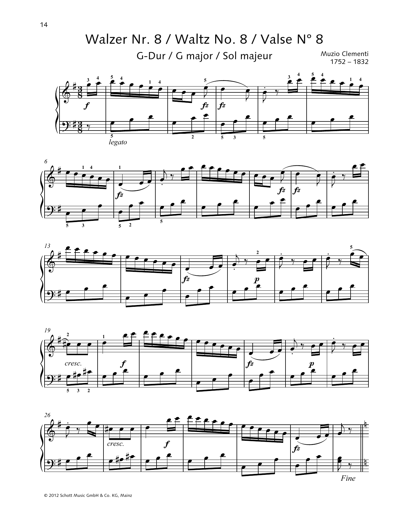Product gallery: Page 1 of 1 Waltz No. 8 G major, Muzio Clementi