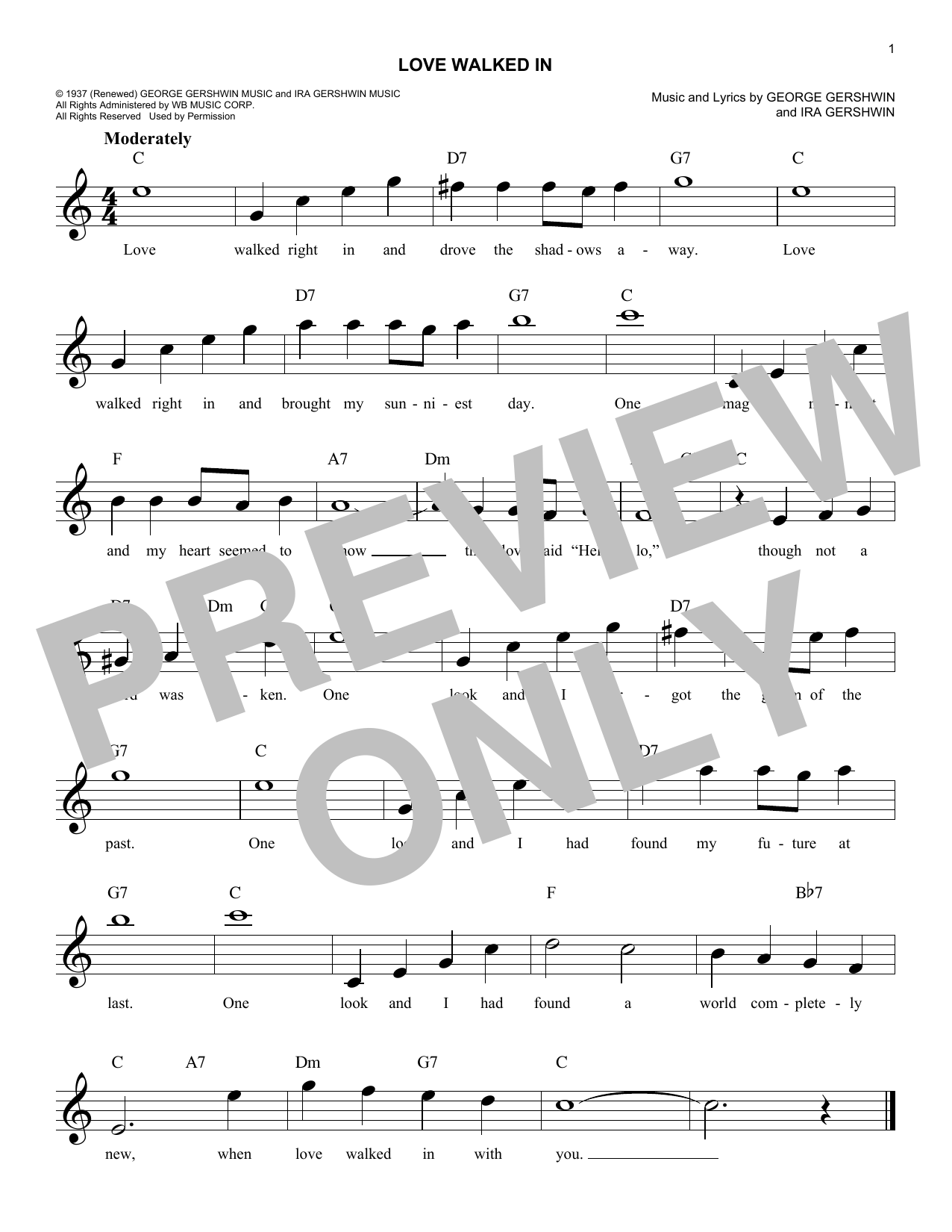 Product gallery: Page 1 of 1 Love Walked In, George Gershwin