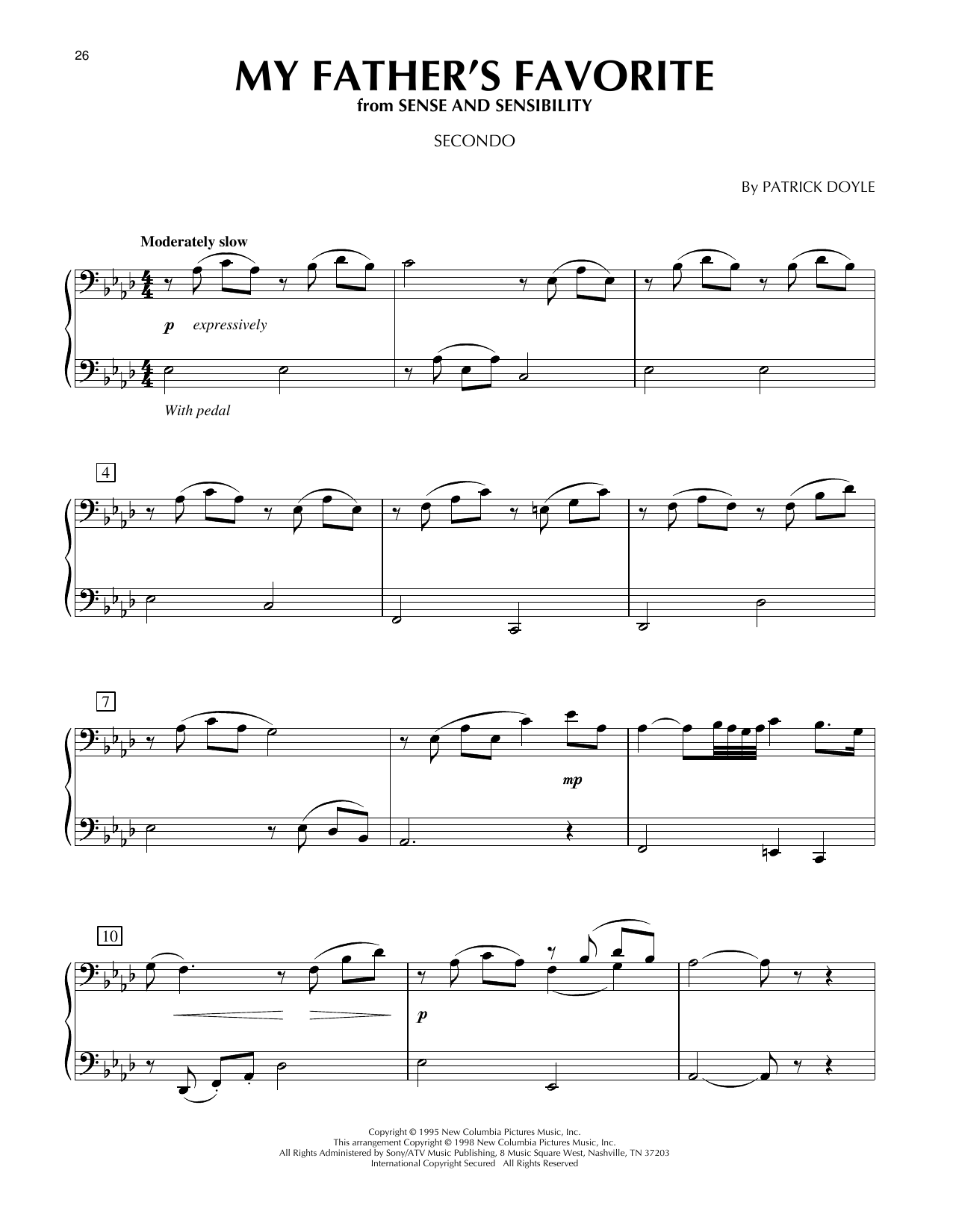 Produktgalerie: Seite 1 von 1 My Father's Favorite (from Sense and Sensibility), Patrick Doyle, Klavier