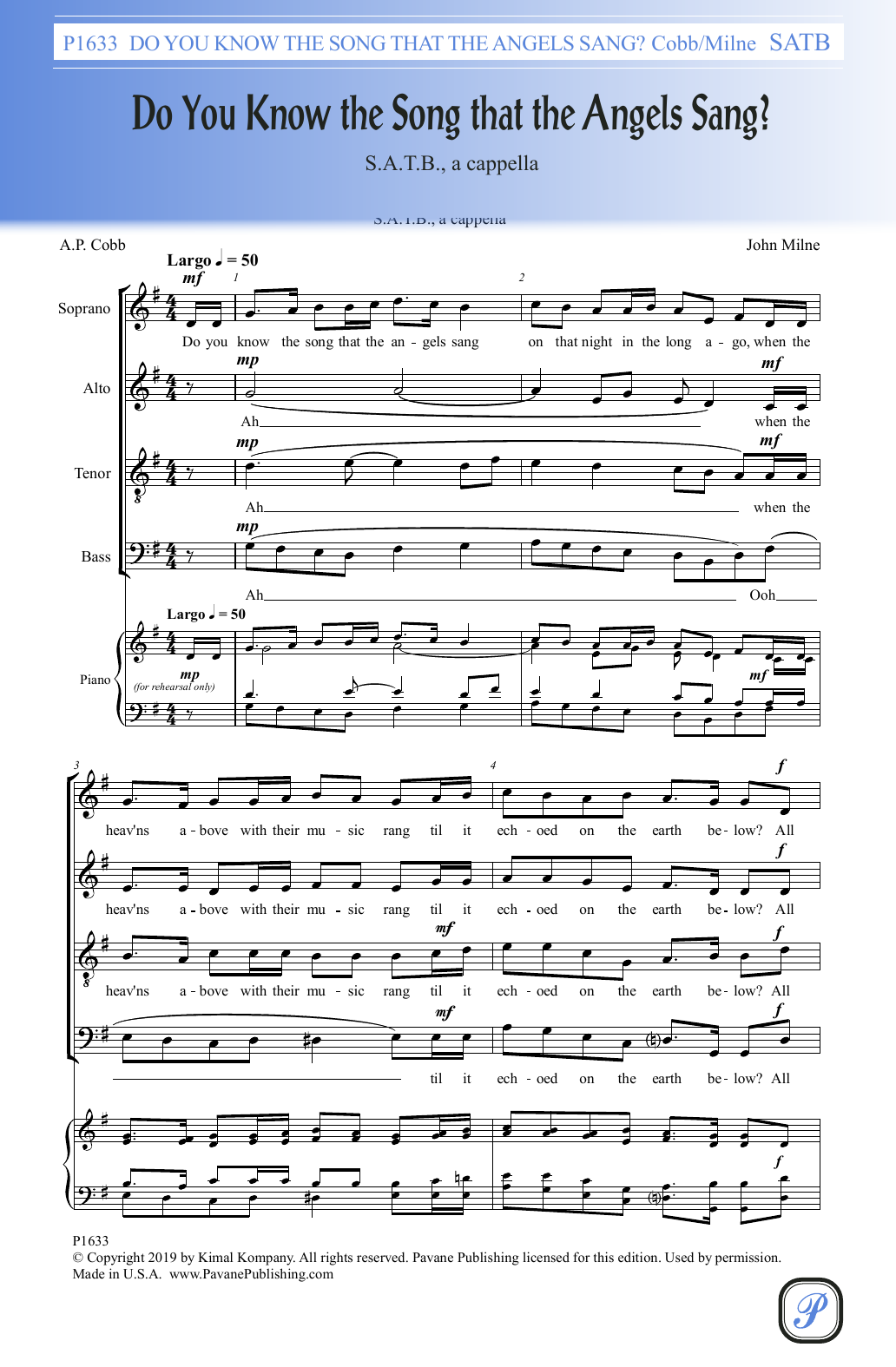 Product gallery: Page 1 of 1 Do You Know The Song That The Angels Sang, A.P. Cobb and John Milne