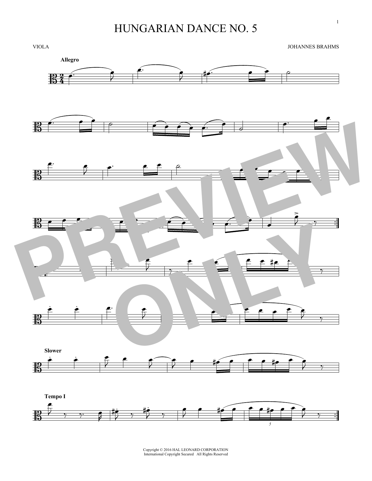 Product gallery: Page 1 of 1 Hungarian Dance No. 5, Johannes Brahms