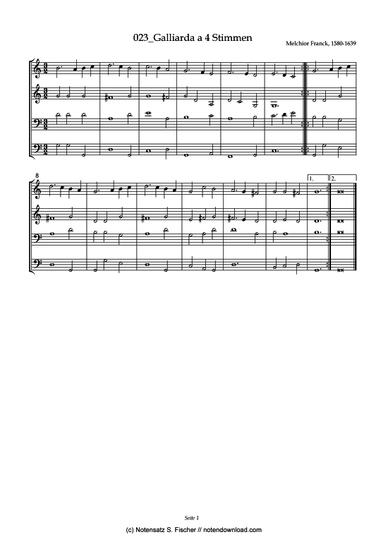 Product picture to: Galliarda a 4 StimmenMelchior Franck (1580-1639)