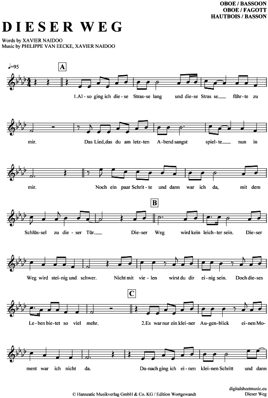 Produktgalerie: Seite 1 von 4 Dieser Weg , Adoro, (Oboe / Fagott)