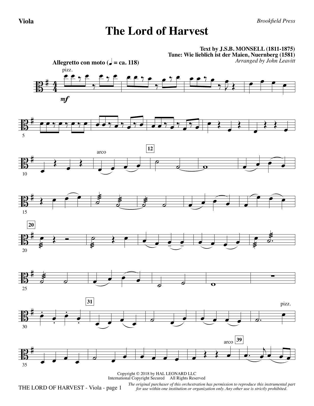 Produktbild zu: The Lord of Harvest - Viola