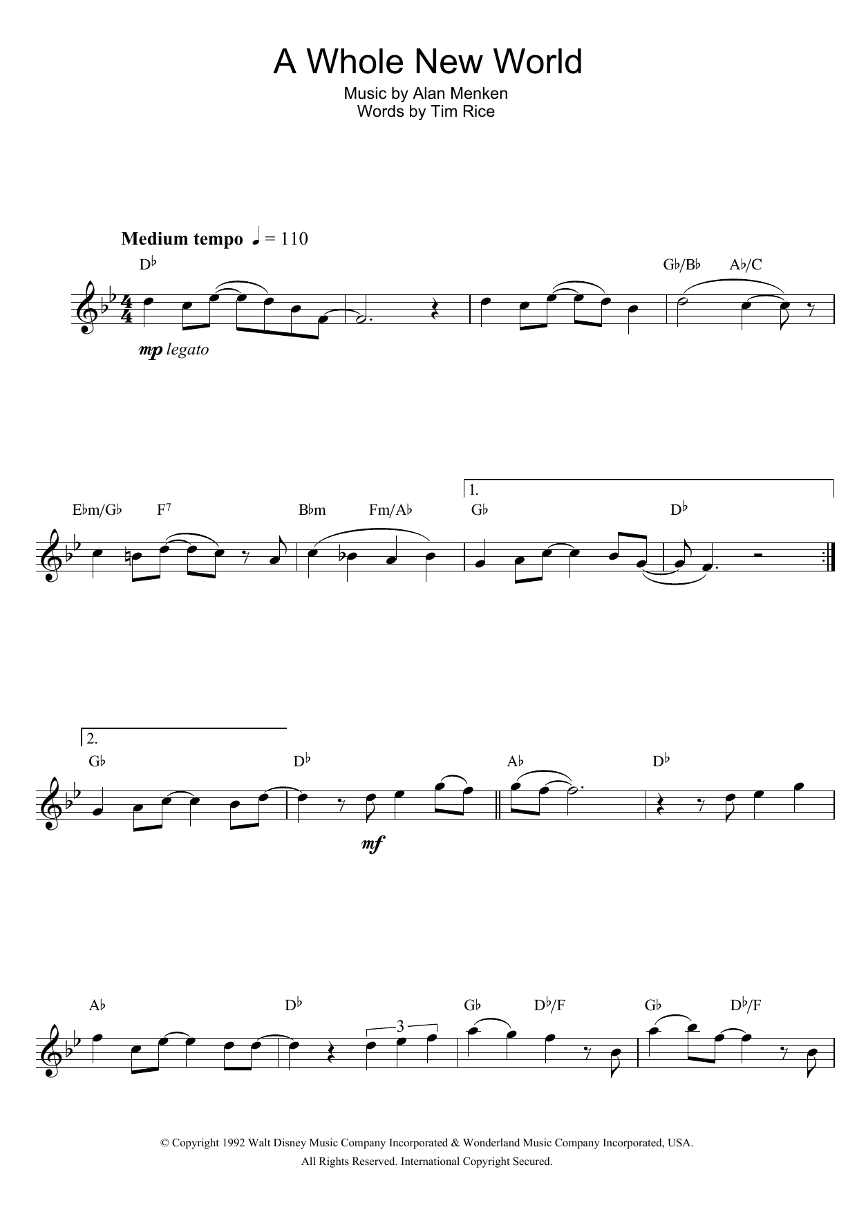 Product gallery: Page 1 of 1 A Whole New World (from Aladdin), Alan Menken & Tim Rice