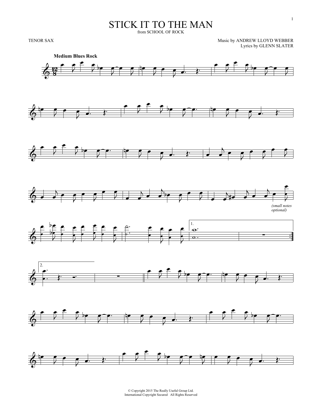 Product gallery: Page 1 of 1 Stick It To The Man (from School of Rock: The Musical), Andrew Lloyd Webber