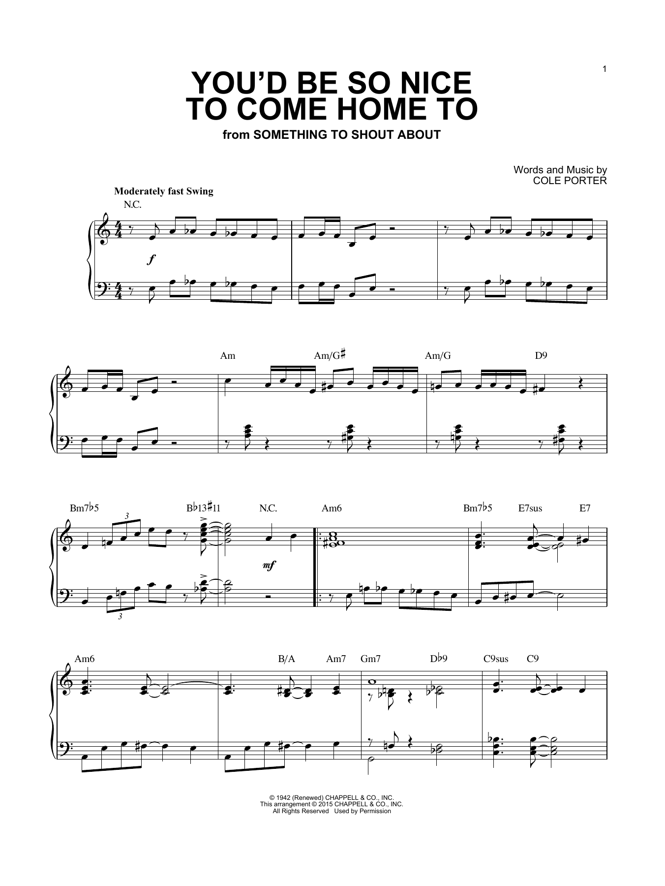 Produktbild zu: You'd Be So Nice To Come Home To [Jazz version] (arr. Brent Edstrom)