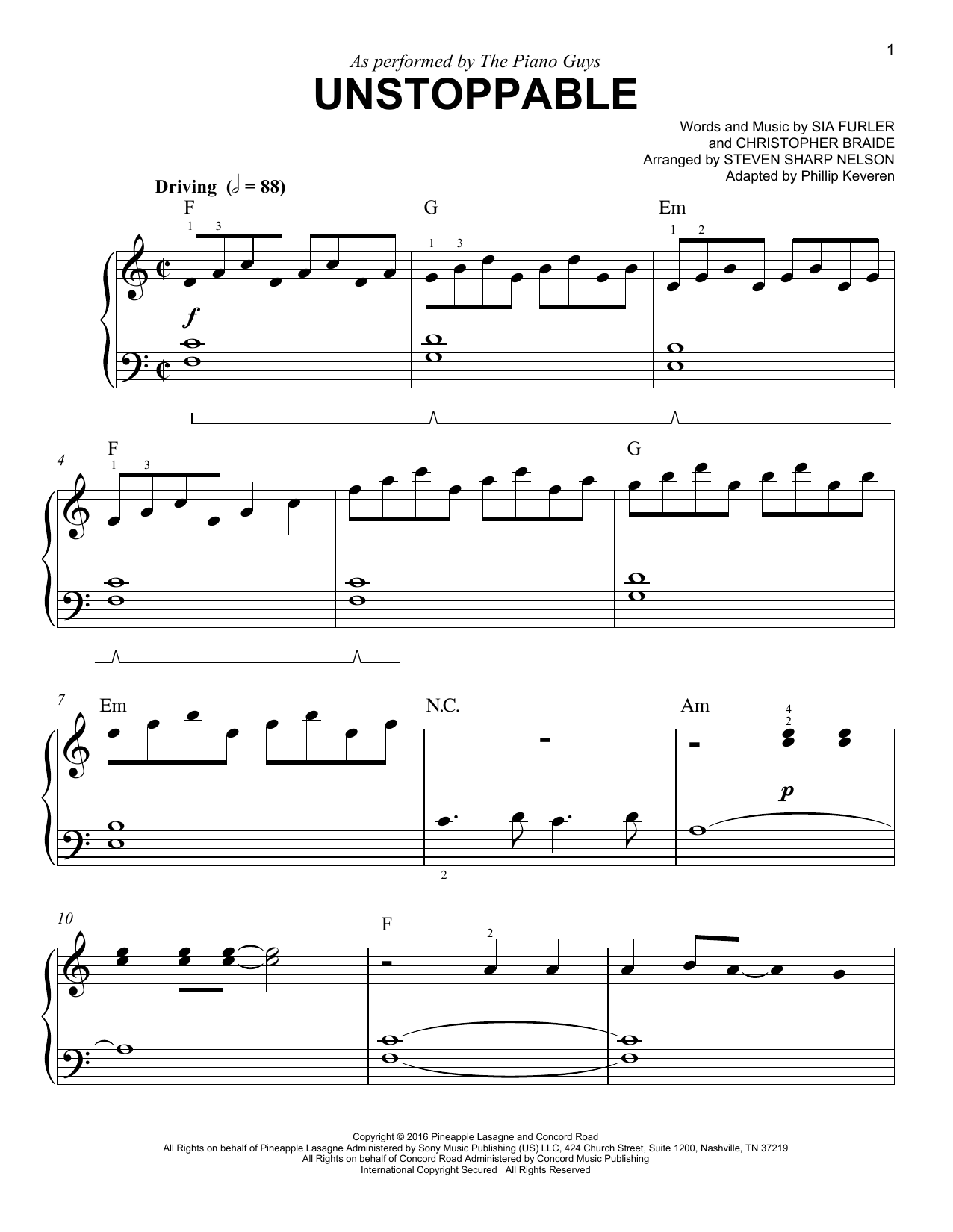 Product picture to: Unstoppable (arr. Phillip Keveren)