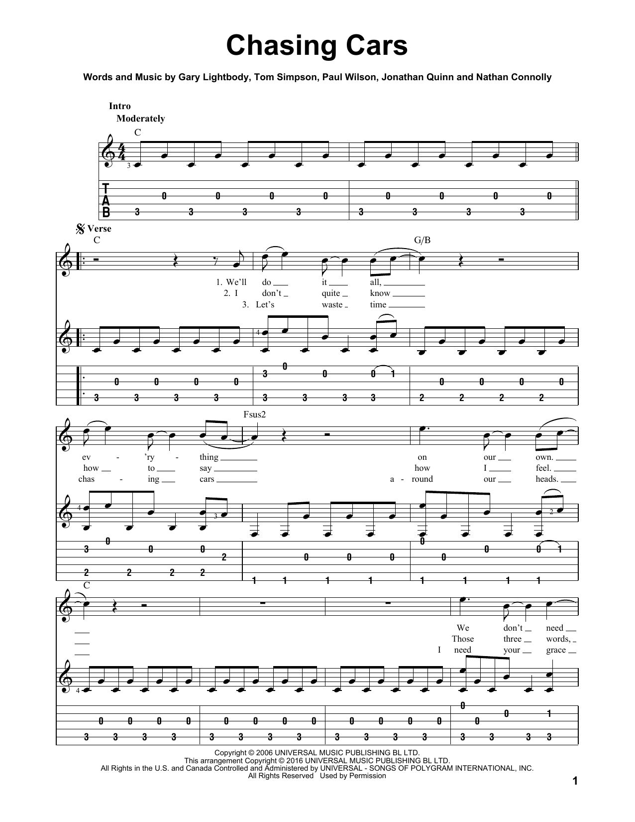Produktgalerie: Seite 1 von 1 Chasing Cars, Snow Patrol, Gitarre