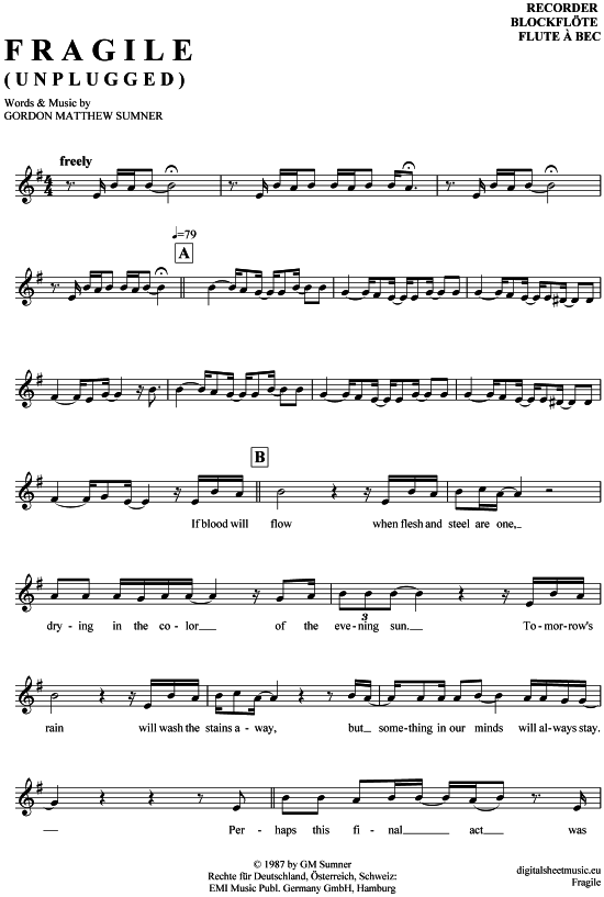 Product gallery: Page 1 of 4 Fragile , Sting, (transverse flute)