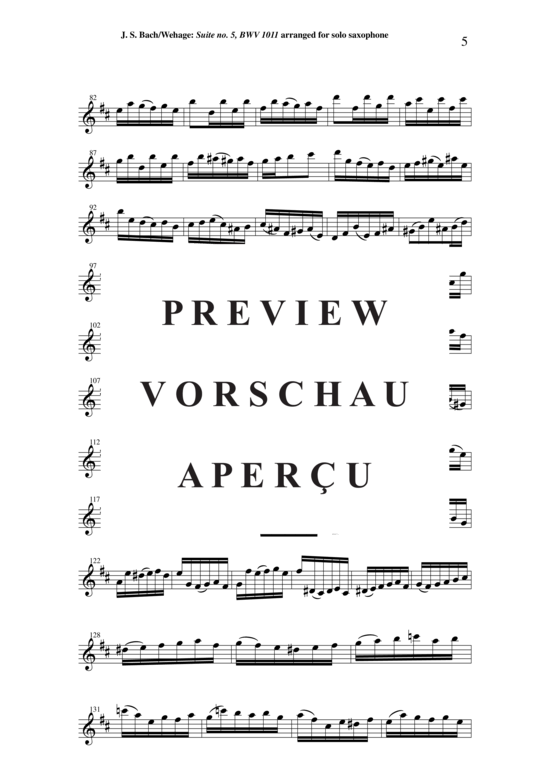 Product gallery: Page 6 of 16 Cello Suite Nr. 5, BWV 1011 , , (Saxophon Solo)