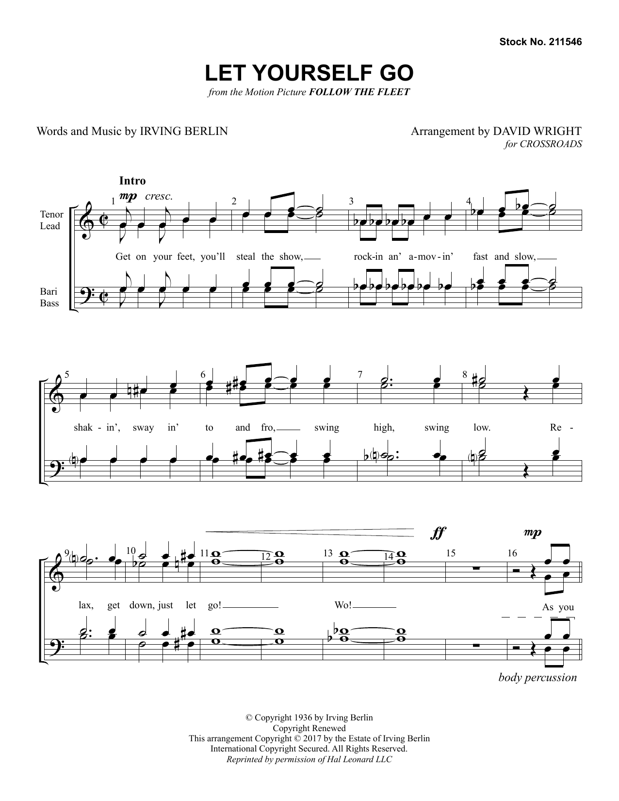 Product picture to: Let Yourself Go (arr. David Wright)