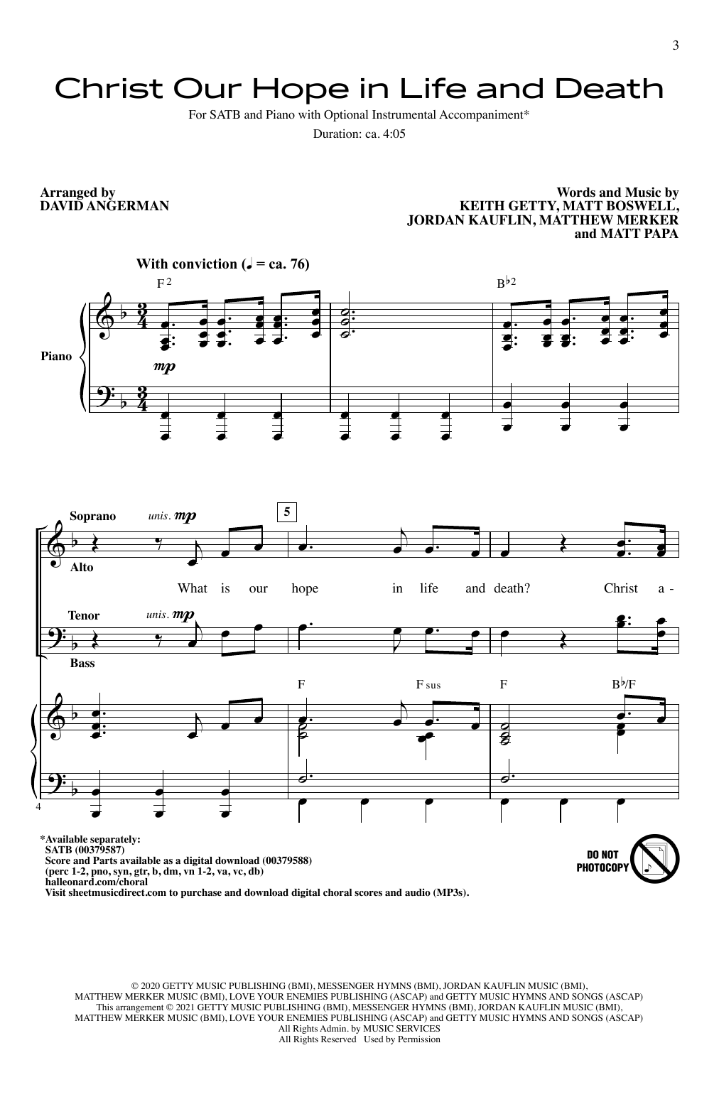 Product picture to: Christ Our Hope In Life And Death (arr. David Angerman)