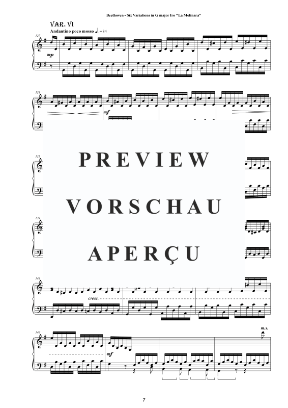 Produktgalerie: Seite 8 von 10 Six Variations in G major WoO 70 for Piano - From La Molinara, , Klavier Solo