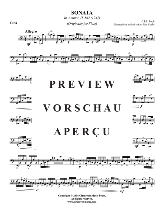 Product gallery: Page 2 of 7 Sonata in A-Moll, H. 562 , , (Tuba Solo)