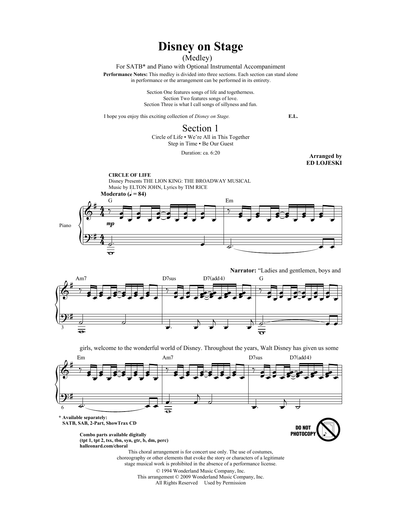 Product picture to: Disney On Stage (Medley)