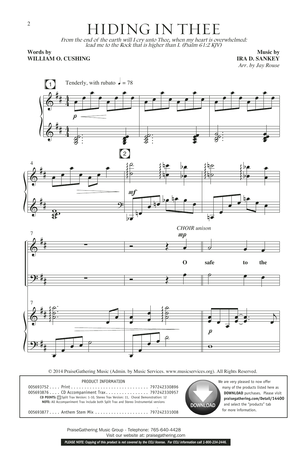 Product picture to: Hiding In Thee (arr. Jay Rouse)