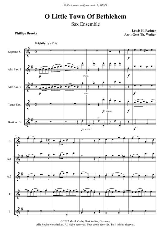 Produktbild zu: O Little Town Of Bethlehem Lewis H. Redner
