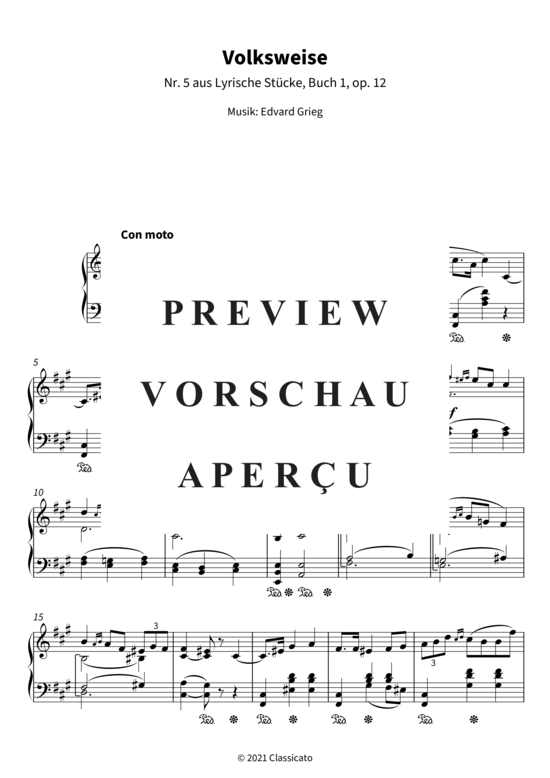 Product gallery: Page 4 of 5 Volksweise - Nr. 5 aus Lyrische Stücke, Buch 1, op. 12 , , Piano Solo