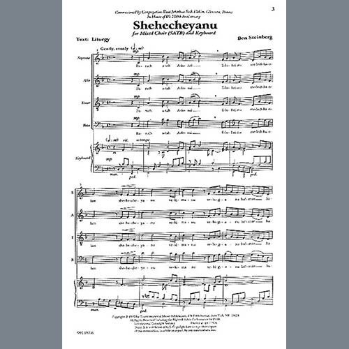 cover: Shehecheyanu, Ben Steinberg, Chor