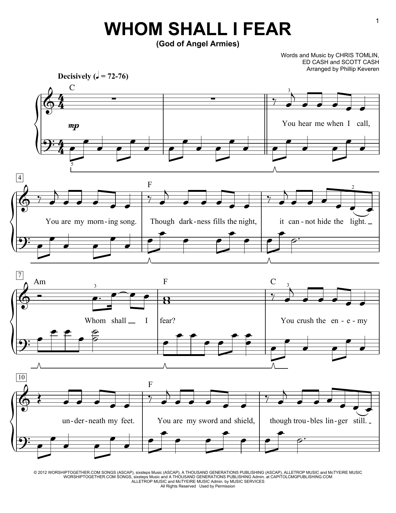 Produktbild zu: Whom Shall I Fear (God Of Angel Armies) (arr. Phillip Keveren)