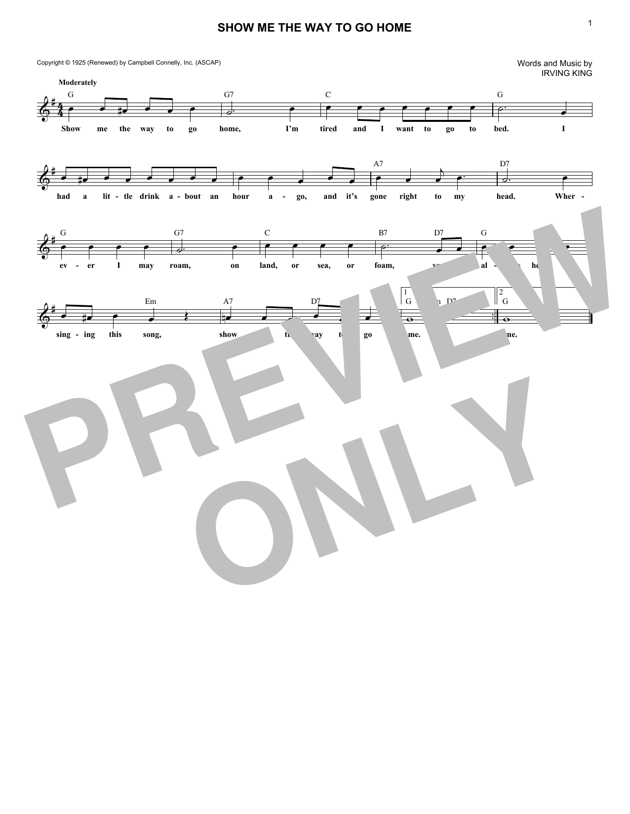 Product gallery: Page 1 of 1 Show Me The Way To Go Home, Irving King