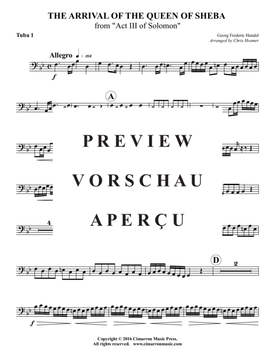 Product gallery: Page 21 of 21 The Arrival of the Quen of Sheba , , (Tuba Ensemble EEETTT)