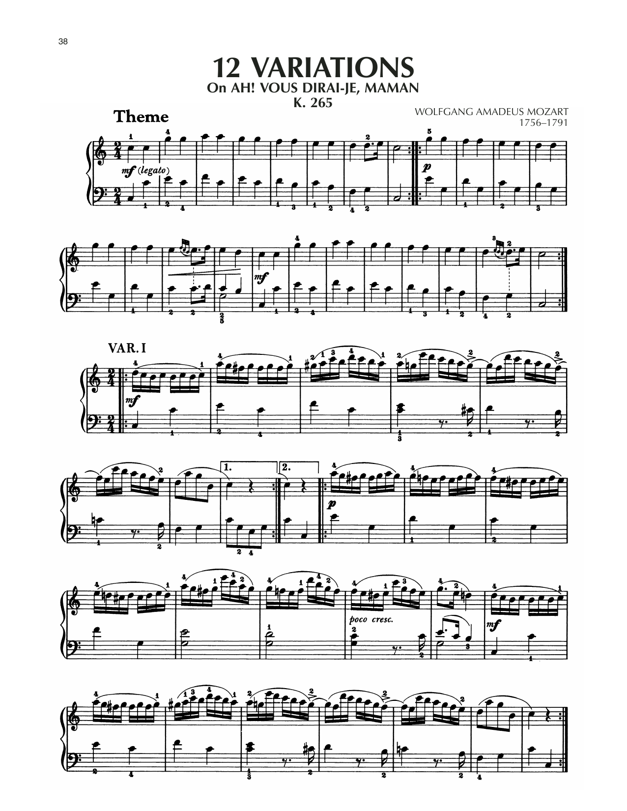 Product gallery: Page 1 of 1 Variations On "Ah, vous dirai-je, maman," K 265 (Twinkle, Twinkle, Little Star), Wolfgang Amadeus Mozart