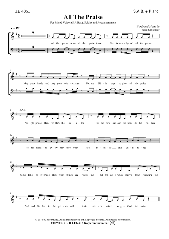 gallery: All the Praise, , Gemischter Chor SAB, Solo und Klavier