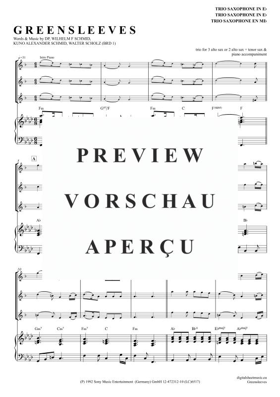 Product gallery: Page 2 of 11 Greensleeves, Simoni, Edward, (Saxophon Trio AAA(T) + Klavier)