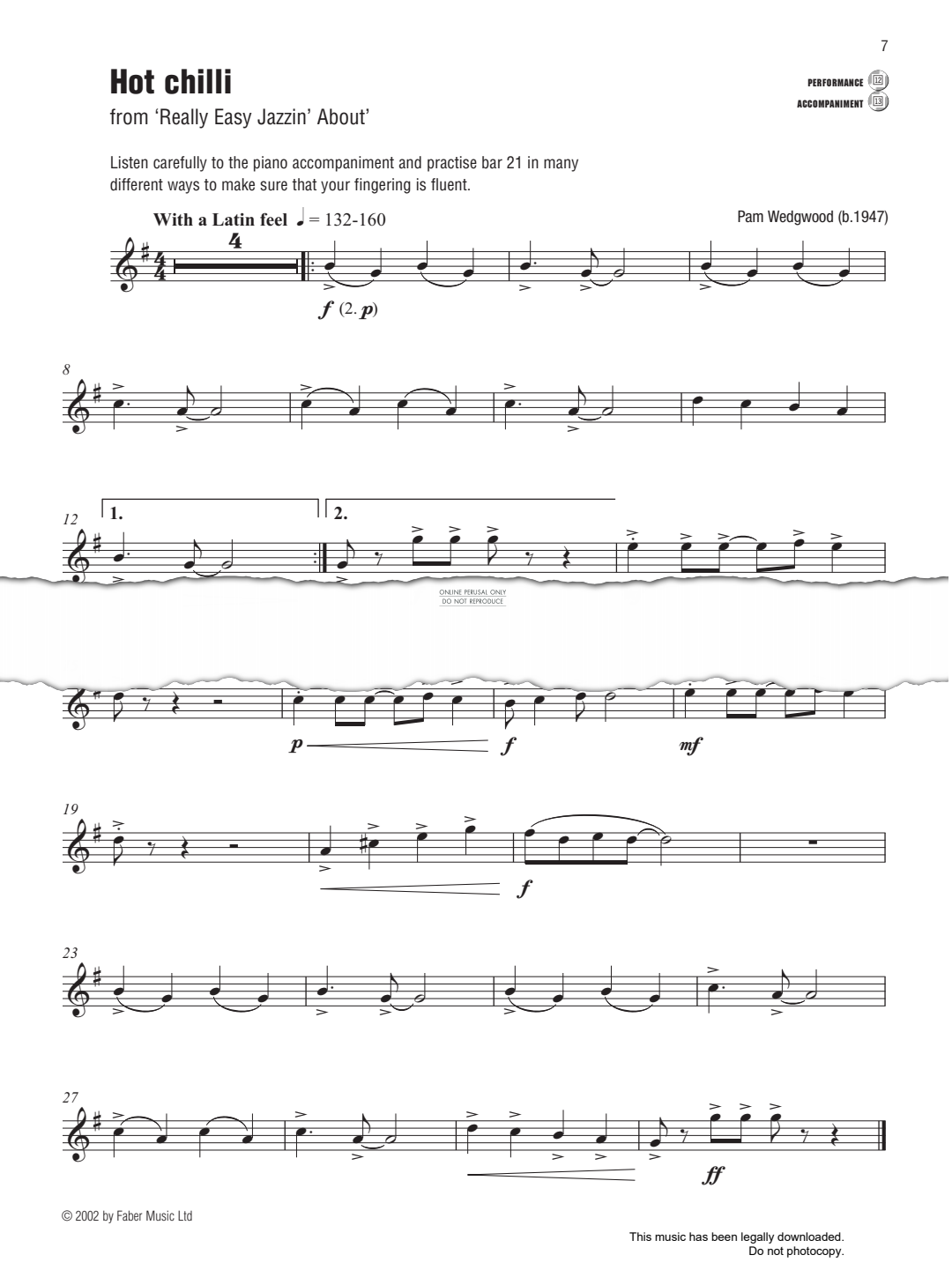 Produktgalerie: Seite 1 von 1 Hot chilli (from 'Really Easy Jazzin' About'), Pam Wedgwood, Flöte, Klavier